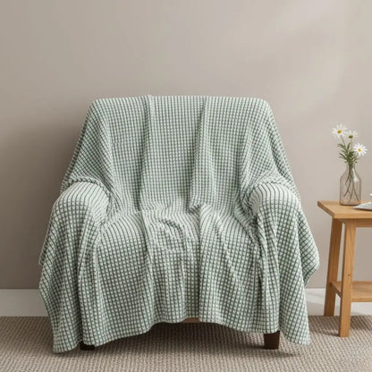 Lightweight polyester throw blanket in neutral tone for year-round comfort and home décor