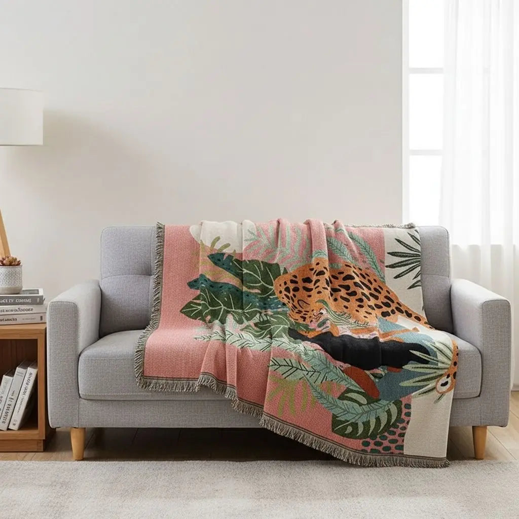 Throw blanket 130x160 cm displayed on bed showing size and bedroom styling potential