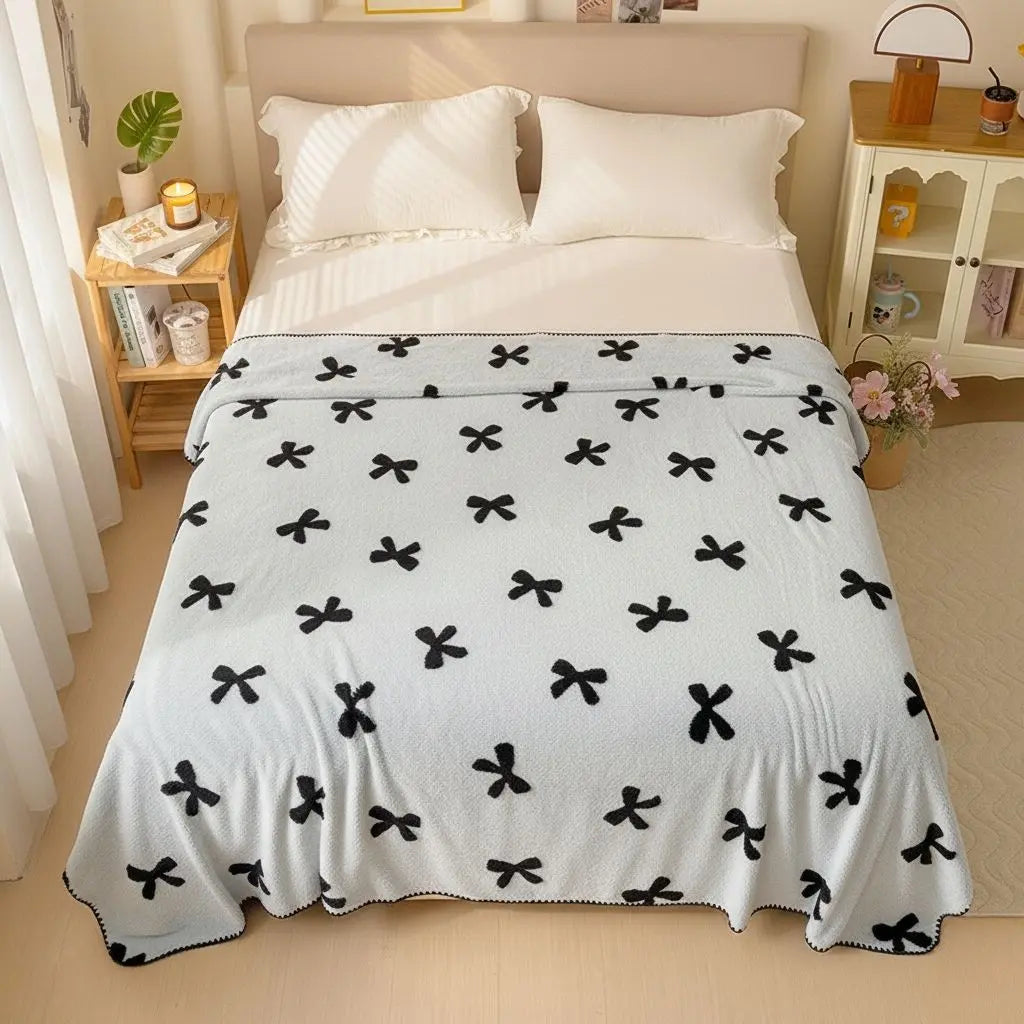 Soft bamboo fiber coral fleece blanket in neutral tone for modern home comfort