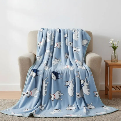 Summer flannel blanket with cartoon pattern lightweight polyester throw for air conditioned rooms