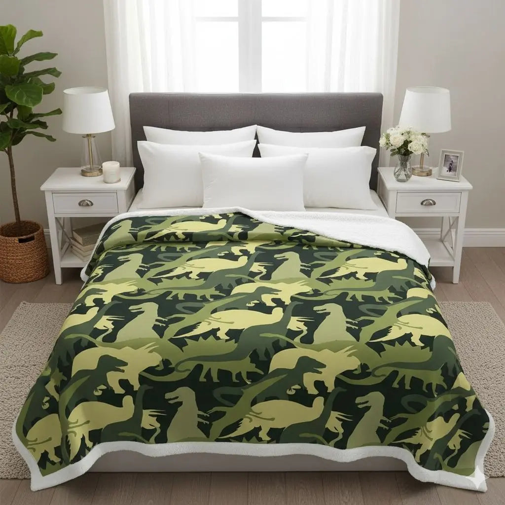  Fluffy cotton throw blanket with colorful dinosaur motifs designed for kids comfort and play