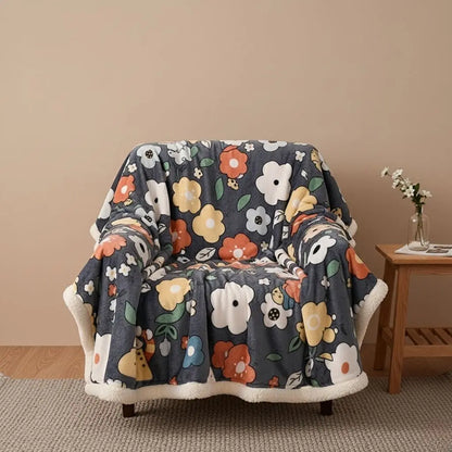 Floral pattern decorative throw blanket for bedroom textile interior decor