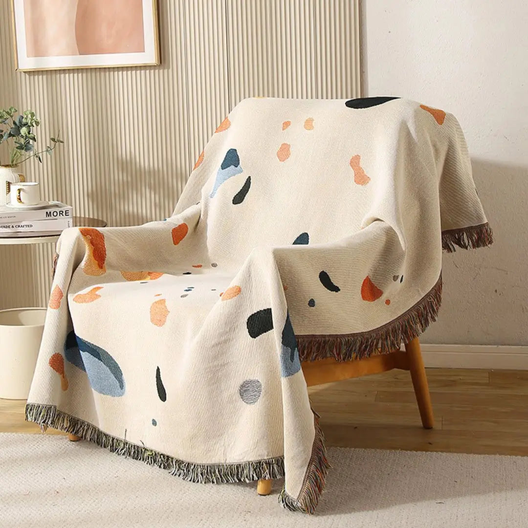  Soft breathable sofa cover blanket with modern starry sky pattern in neutral shell colors