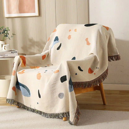  Soft breathable sofa cover blanket with modern starry sky pattern in neutral shell colors