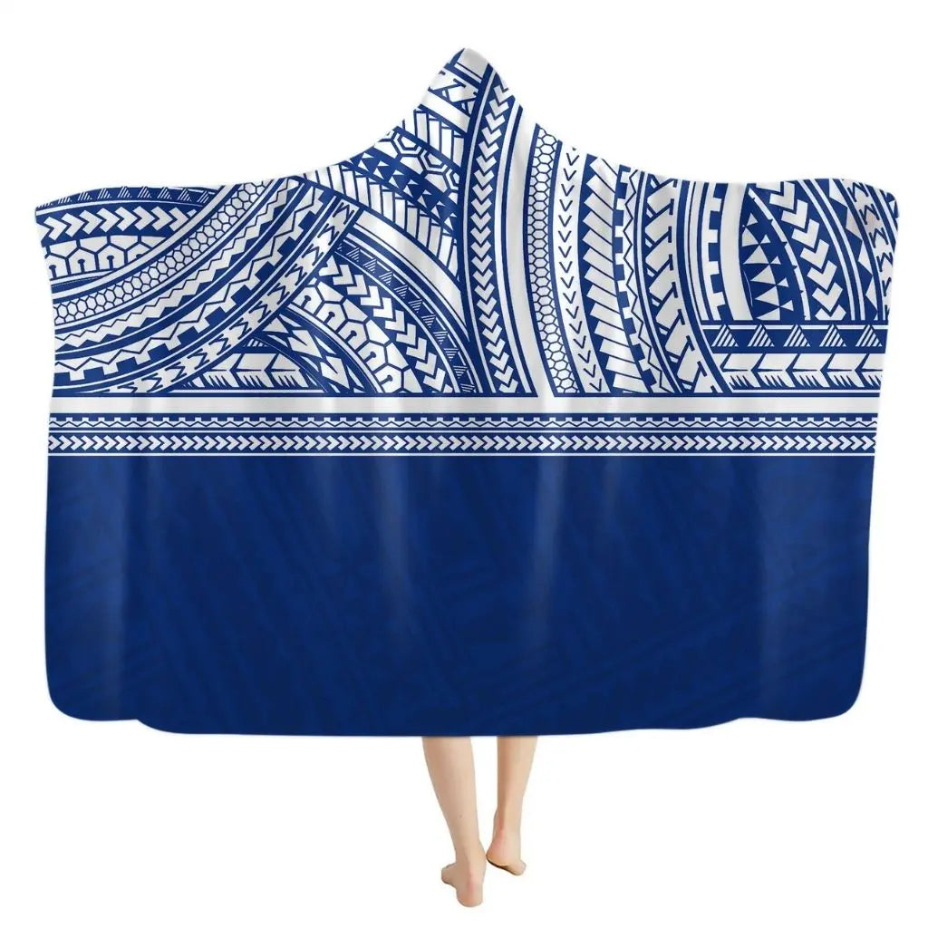 Turtle design hooded blanket in flannel fabric with boho inspired geometric border details