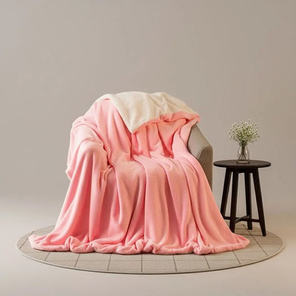 Soft sherpa throw blanket with flannel exterior and plush backing for cozy home comfort