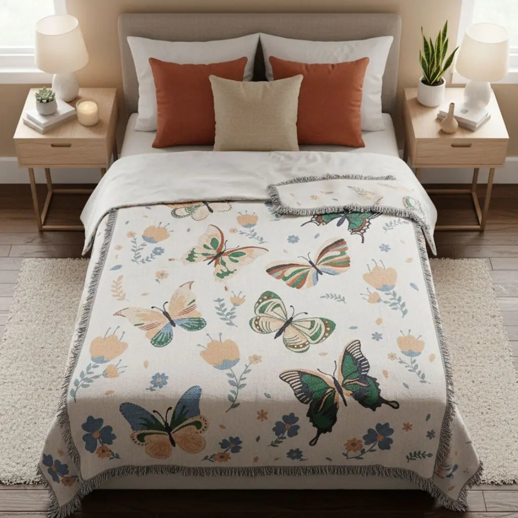 Close up of woven texture showing cotton blend fabric with structured finish detail