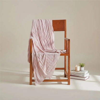 Striped bamboo blanket knit bedding natural throw textured eco sustainable