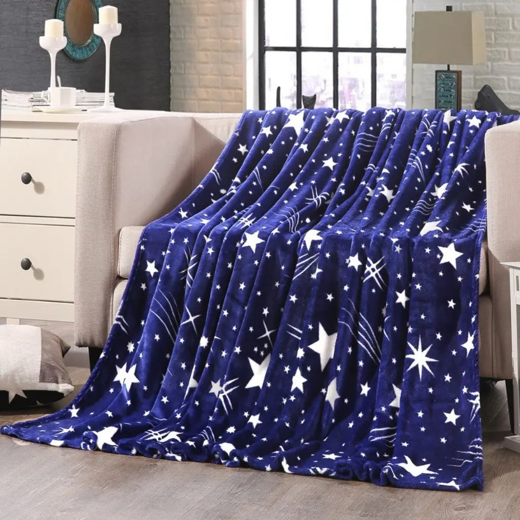 Soft flannel throw blanket featuring celestial star constellation design for bedroom