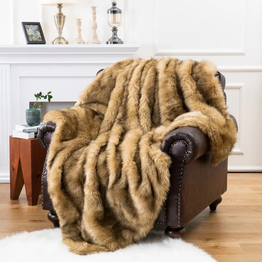 Faux fur sofa throw blanket for decorating chairs and living spaces