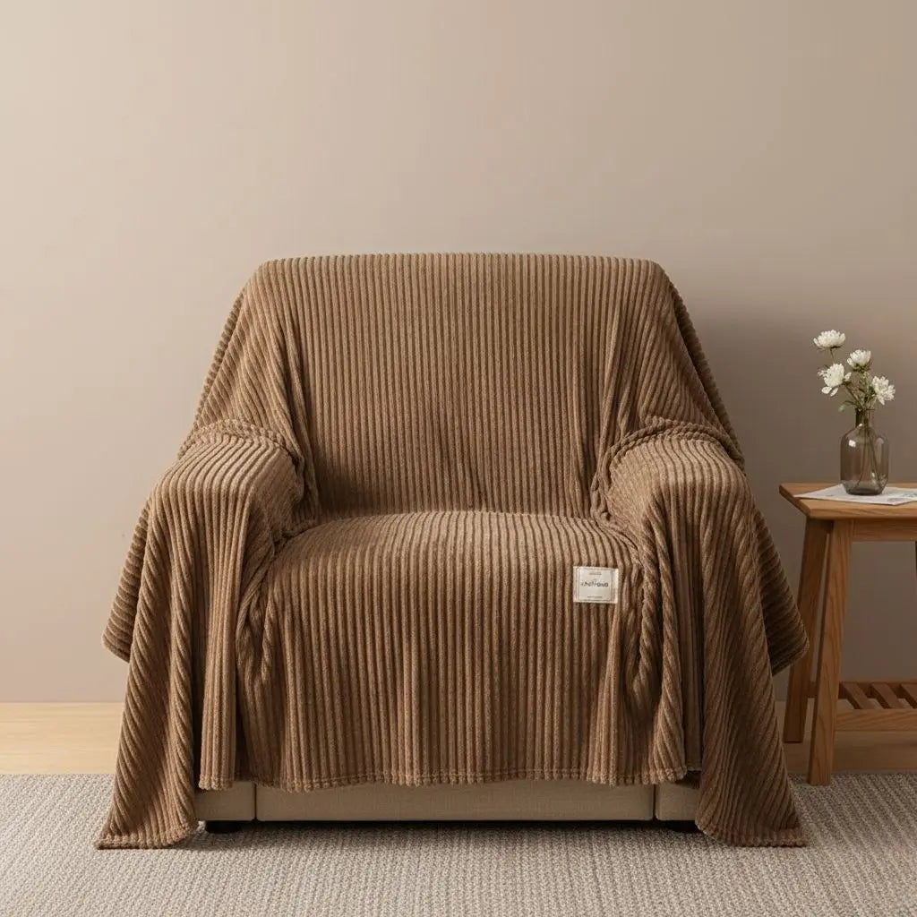 Smooth polyester fleece comfort blanket ideal for layering on beds and sofas in multiple sizes