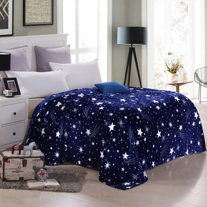 Night sky constellation flannel throw blanket with detailed star pattern design