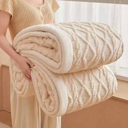 Layered comforter blanket with plush tactile finish for bedroom and lounge