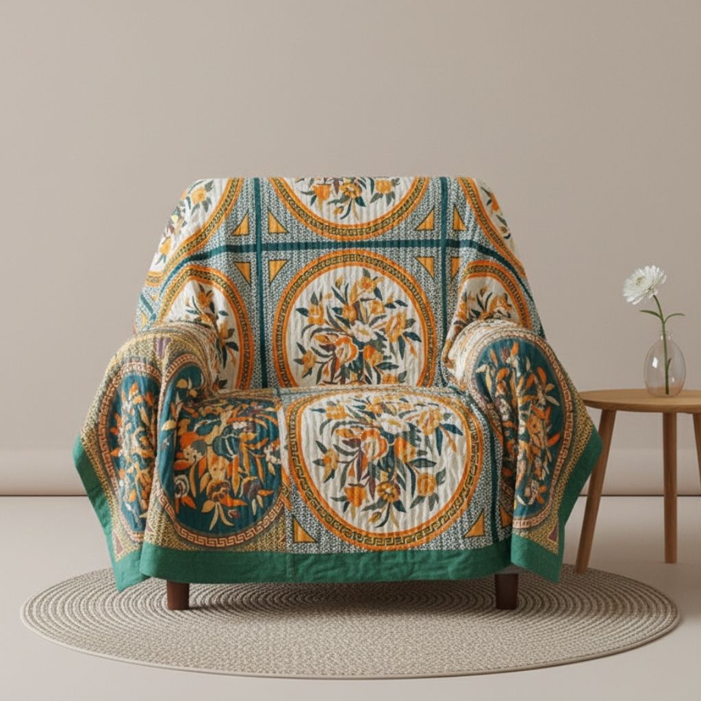  Floral cotton blanket with soft gauze construction perfect for bedroom comfort and style