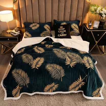 Cashmere blend blanket with feather silk lining plush feel for sophisticated home comfort