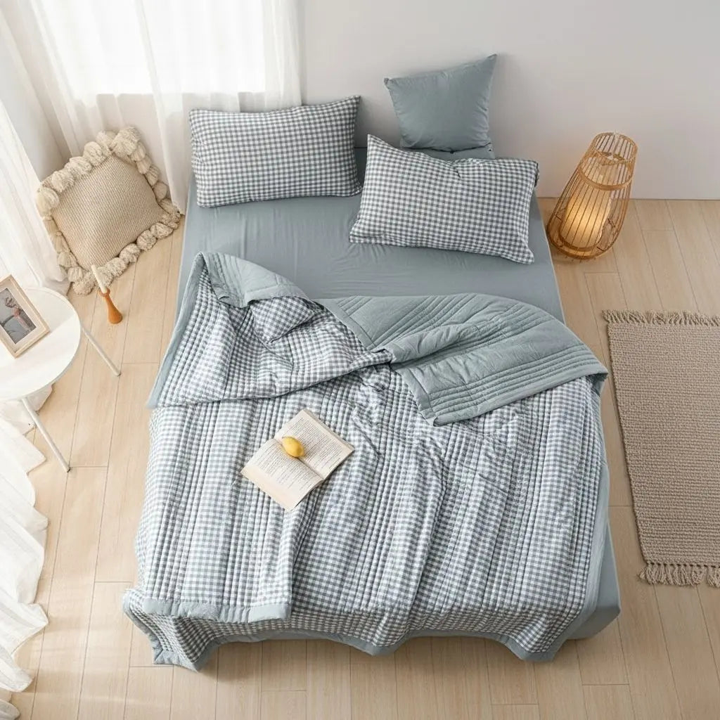 Machine washable cotton bed cover designed for everyday convenience and home comfort