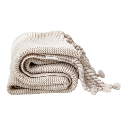 Chloe Twist Tassel Cotton Knit Blanket Inovessa