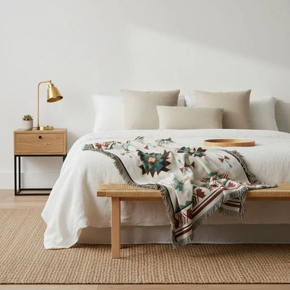  Mystical throw blanket with tarot woven moon design and celestial symbolism for bohemian home styling