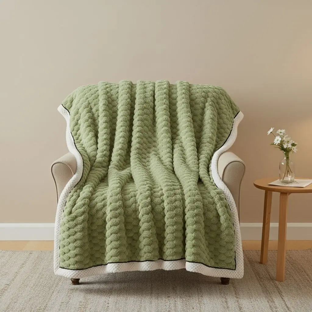 Soft velvet blanket with gentle texture and substantial weight perfect for cozy rest