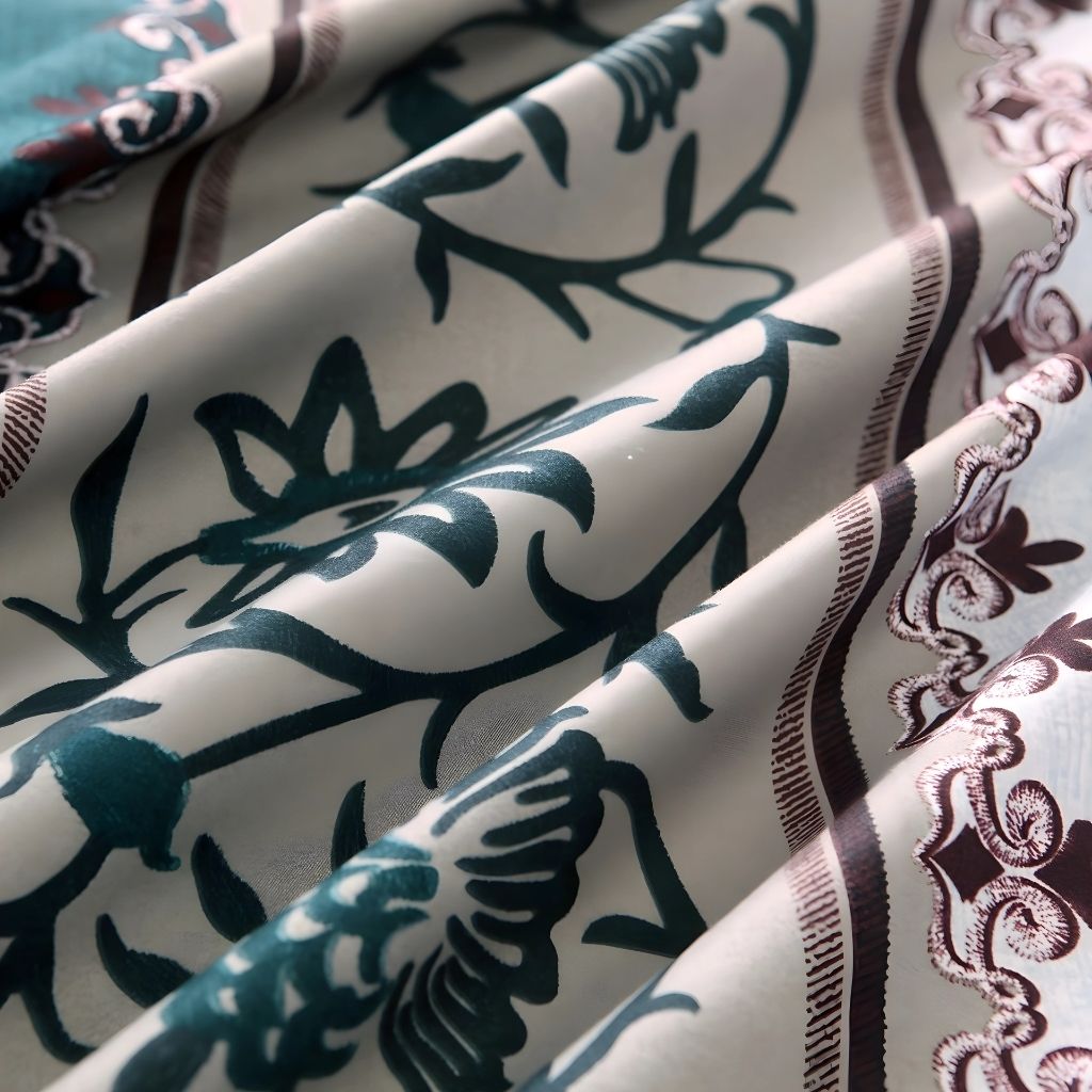  Bedroom duvet cover featuring bold floral pattern border made from breathable polyester fiber material