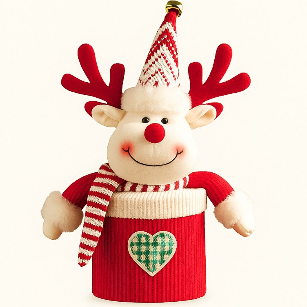 Christmas candy container with soft fabric and structured base