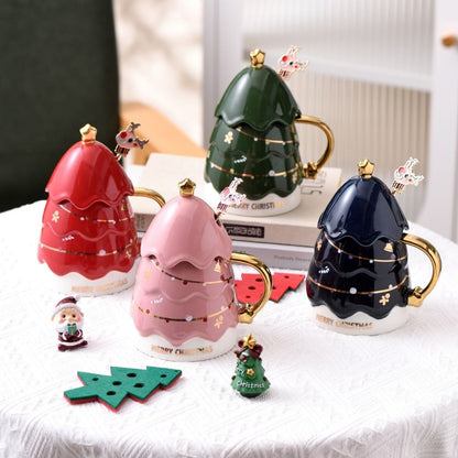 Ceramic tree mug with smooth glaze finish and coordinating lid displayed in box