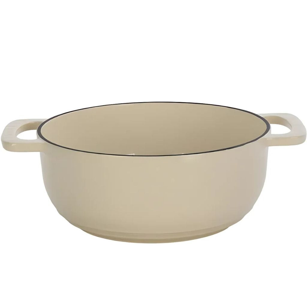 Cast iron dutch oven 6 quart with double enamel coating, heavy duty cookware for family meal preparation