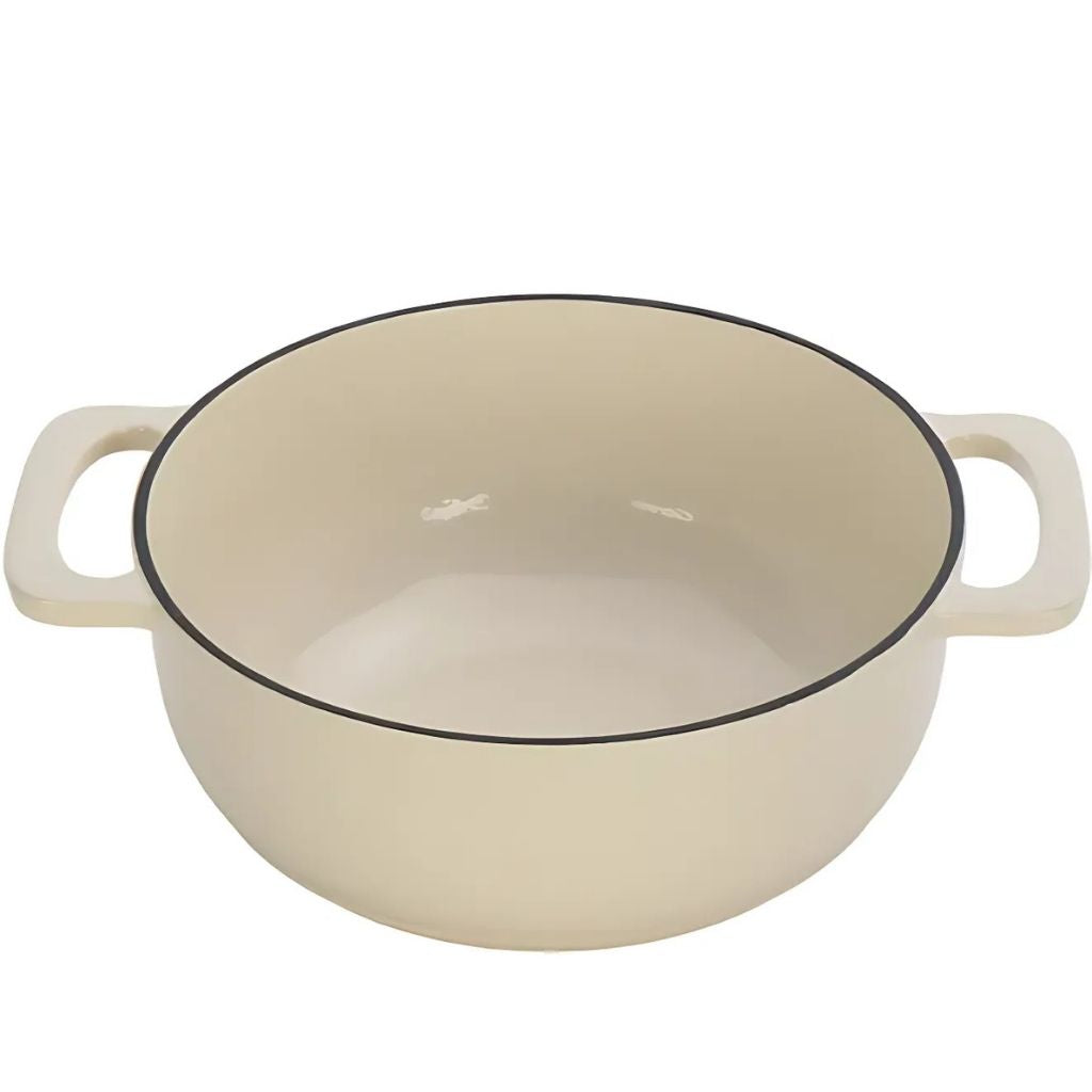 Enamel coated cast iron cooking pot 6qt capacity with superior heat retention for kitchen meal prep