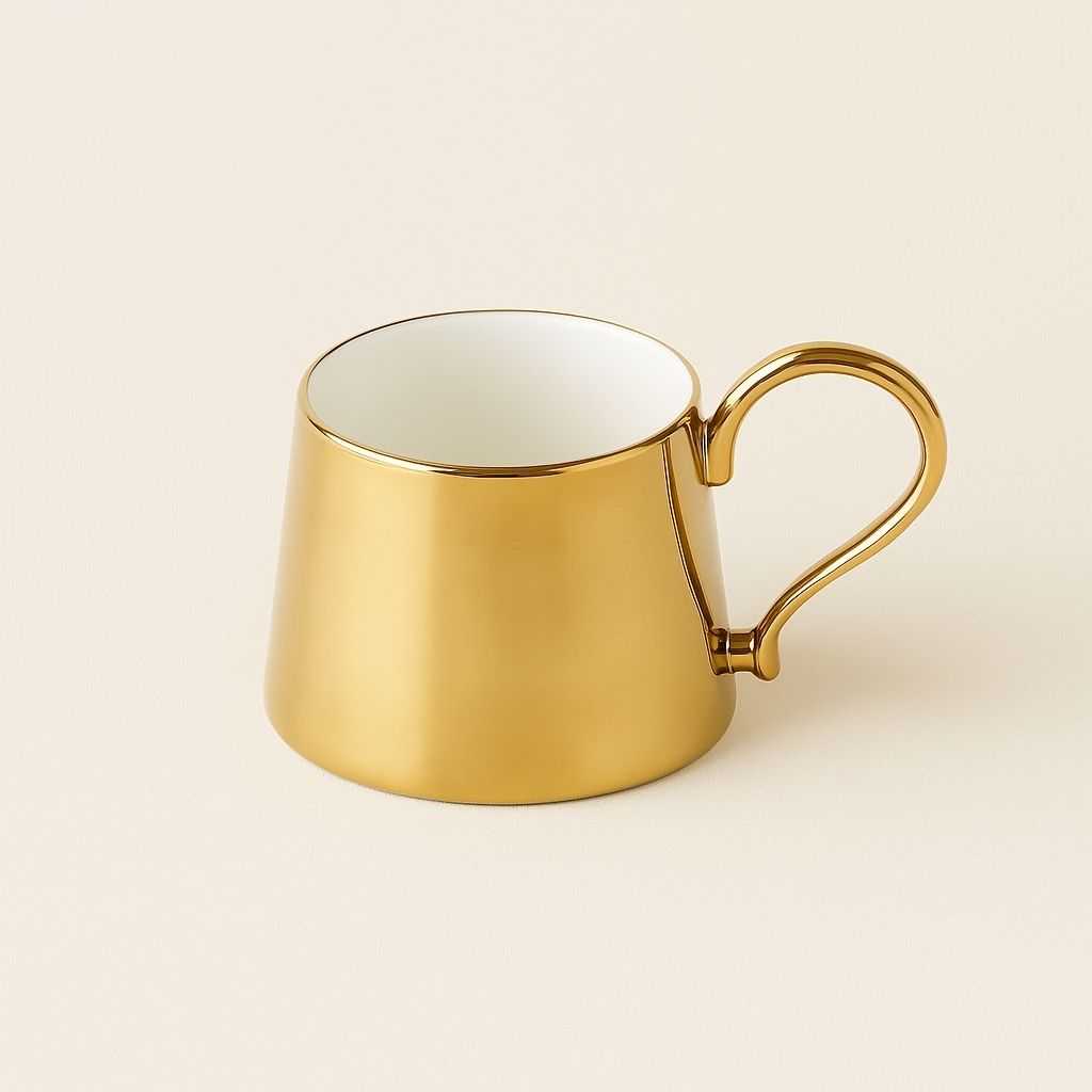 Ceramic Coffee Cup - Electroplated Reflective Finish 