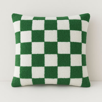 Modern green geometric pillow cover providing stylish accent piece for easy room refresh and upgrade
