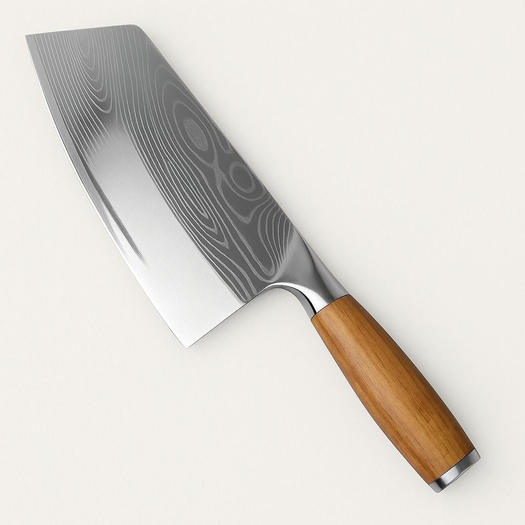  Full length 12.6 inch chef knife with wooden handle, ideal for professional cooking and food preparation