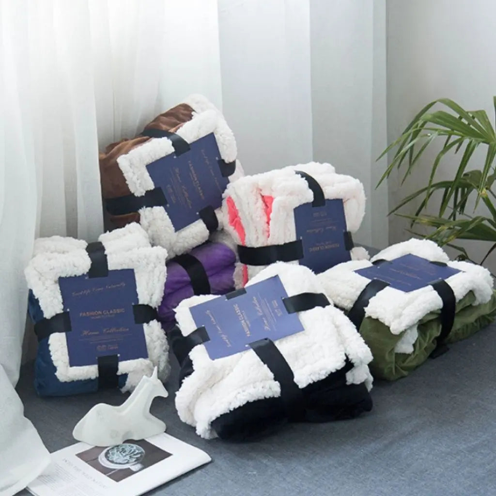 Double layer cashmere blanket providing thermal comfort for cold weather