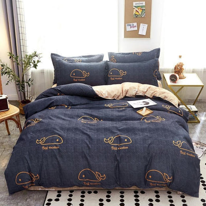 Cotton bedding collection with coordinated striped pattern in warm neutral and cool tones for versatile room styling