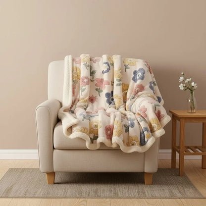 Floral throw blanket decorative winter textile with pattern fabric home decor