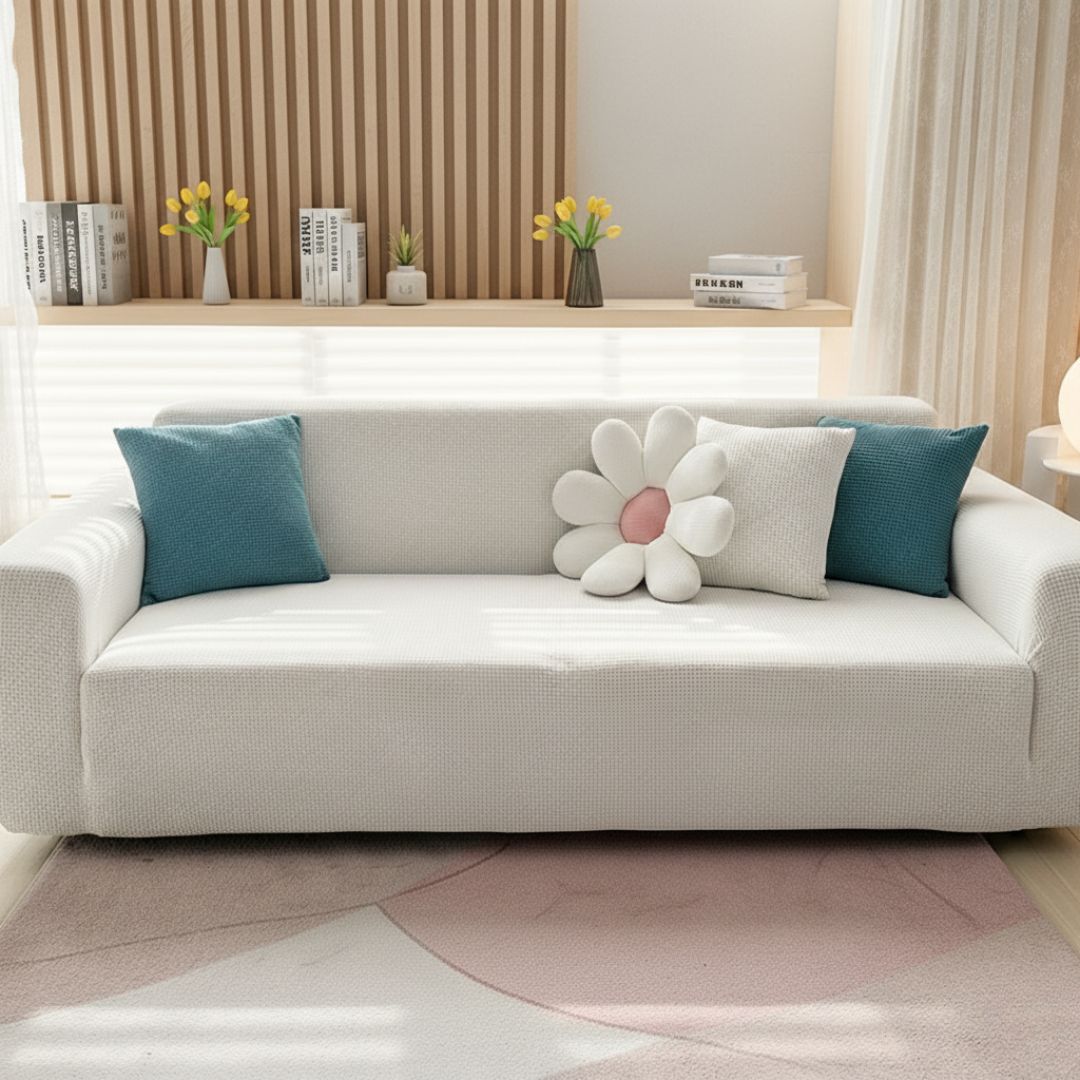 Elastic sofa cover in corn velvet fabric with stretch fit for couch protection
