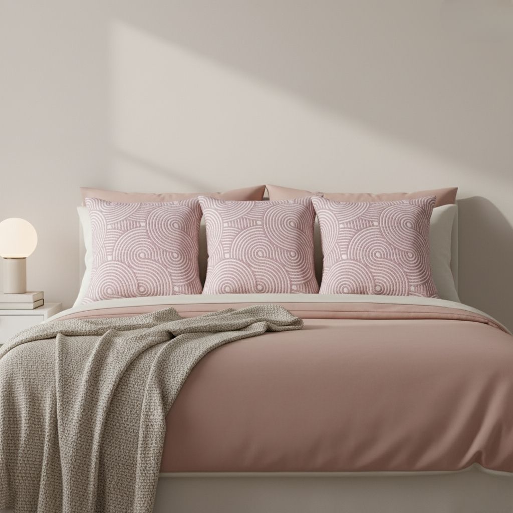Geometric spiral embroidery on cotton throw pillow cover for sofa decoration
