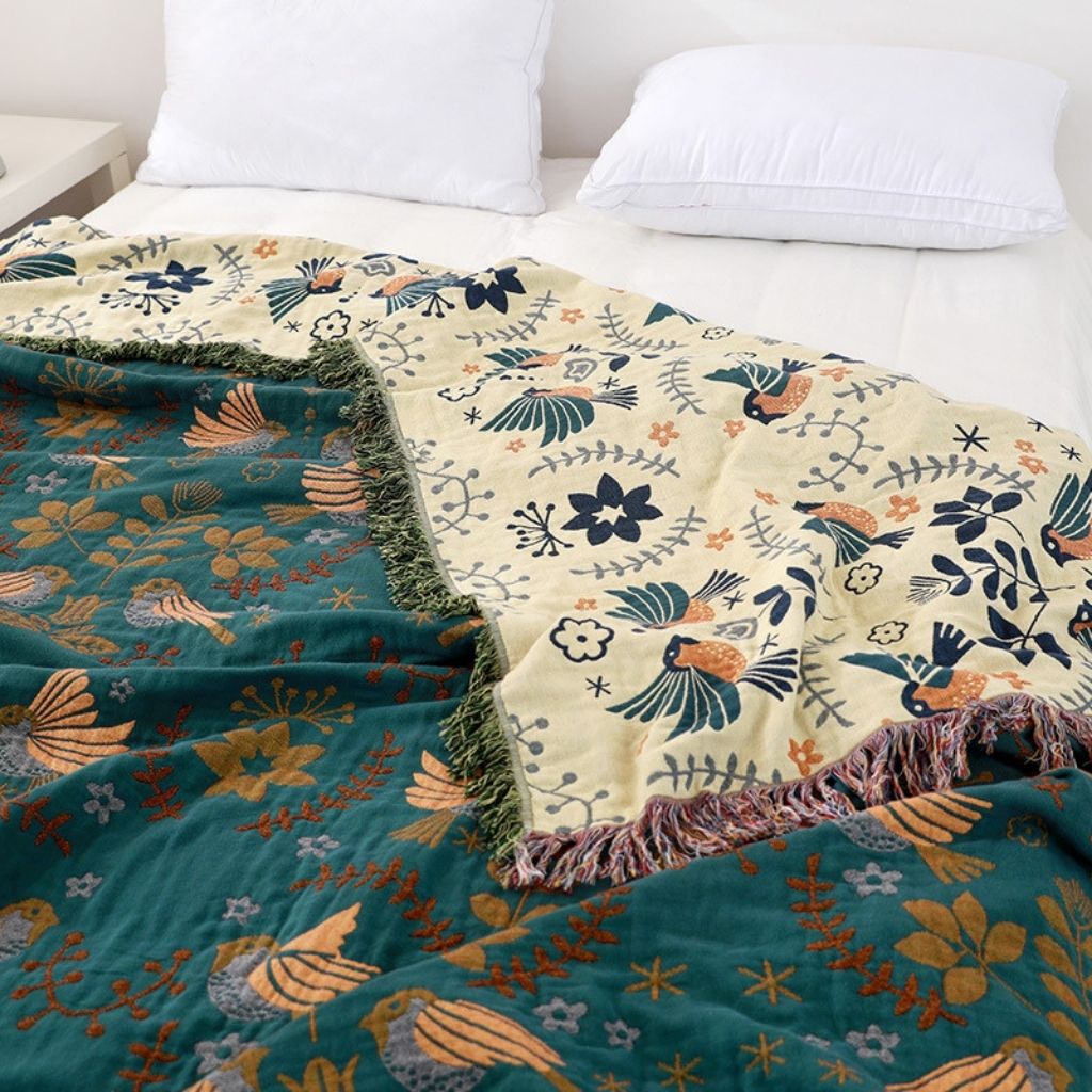 Textured cotton furniture cover with nature pattern for comfortable sofa protection