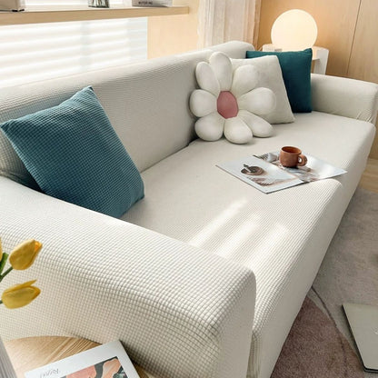 Thickened velvet sofa slipcover with elastic edges for secure furniture fit