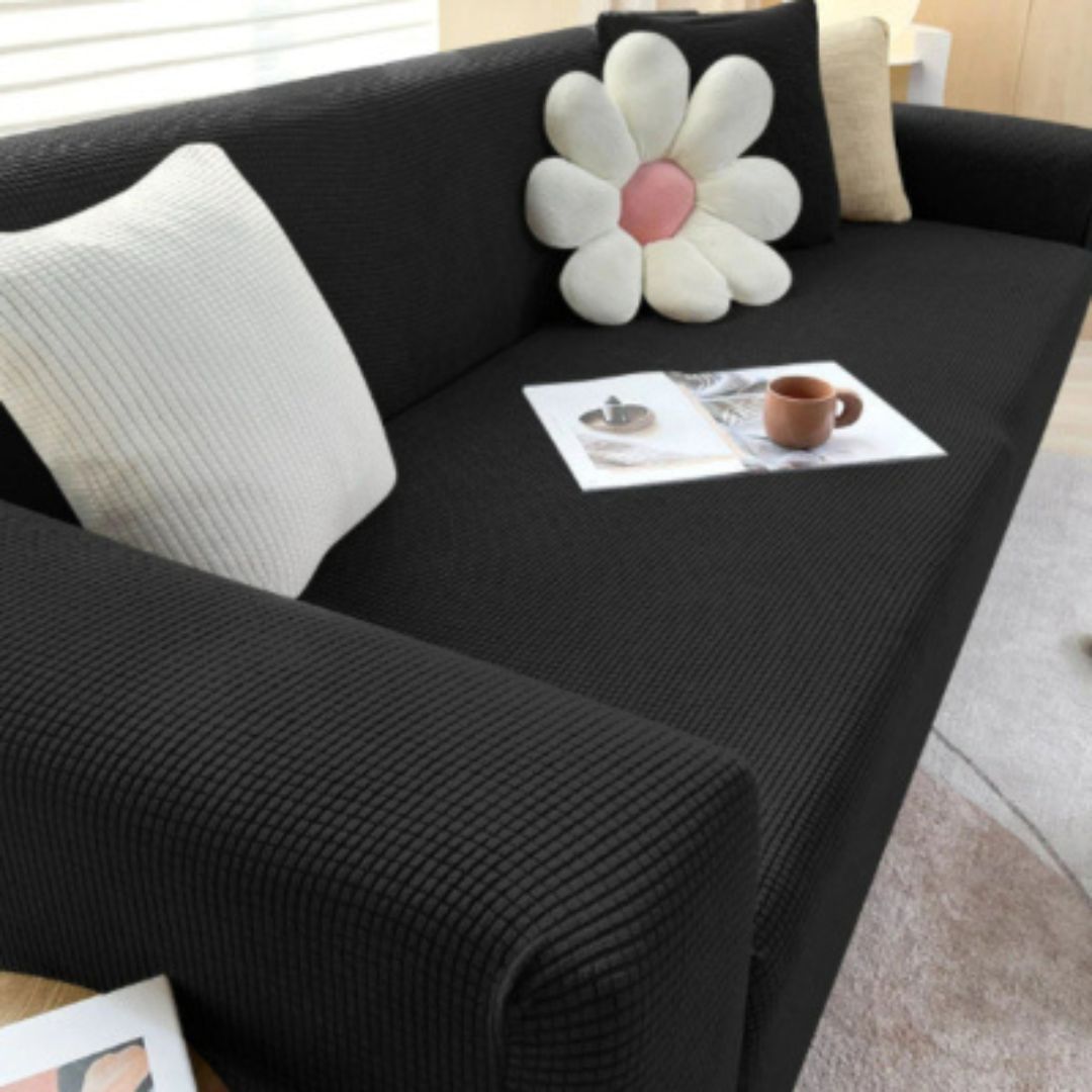 Soft corn velvet stretch sofa cover with elastic band for couch renovation