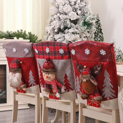 Holiday reindeer chair cover with 3D character for festive dining