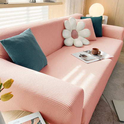 Fitted elastic sofa cover in soft velvet for furniture makeover and protection