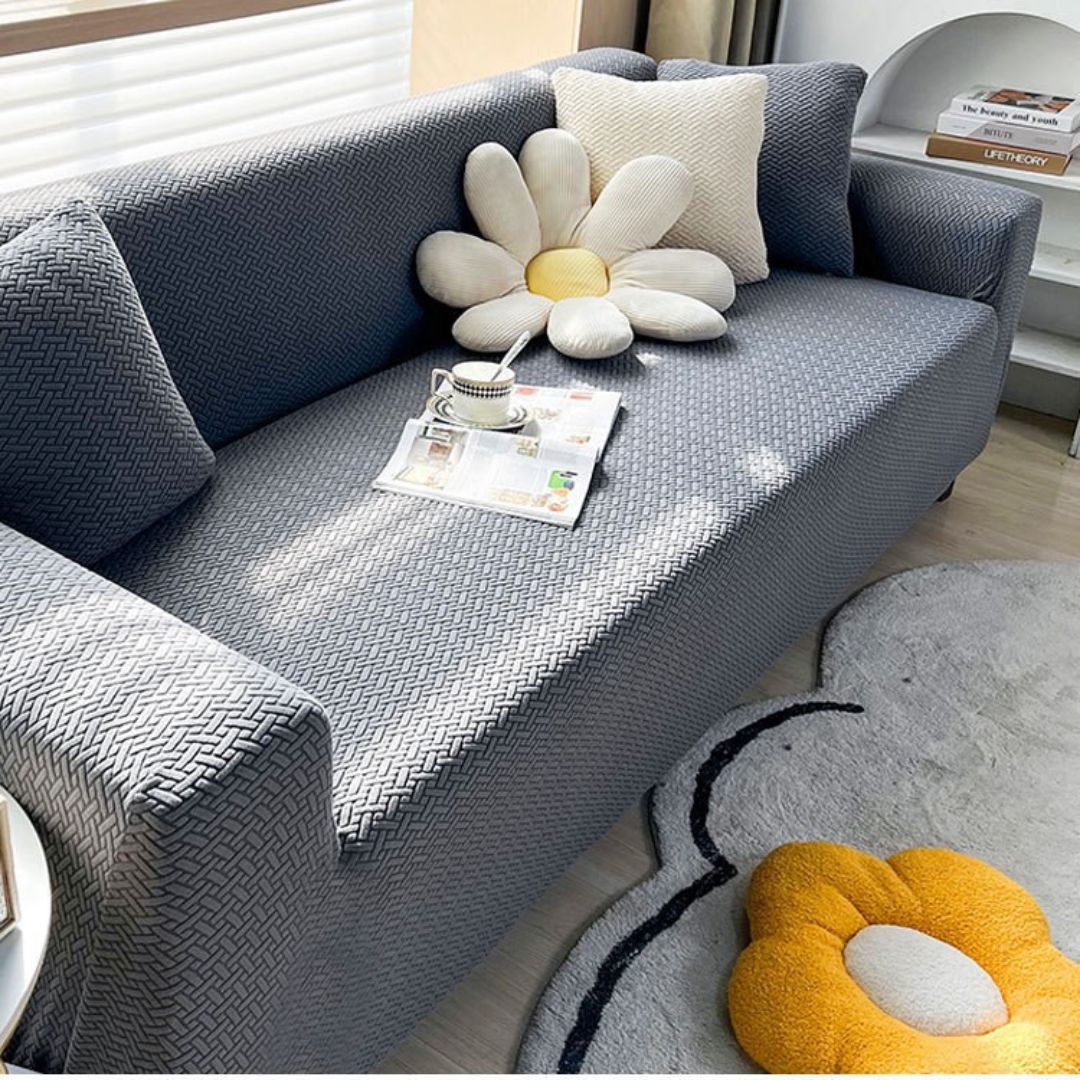 Stretchable velvet sofa cover with elastic fit for couch renovation