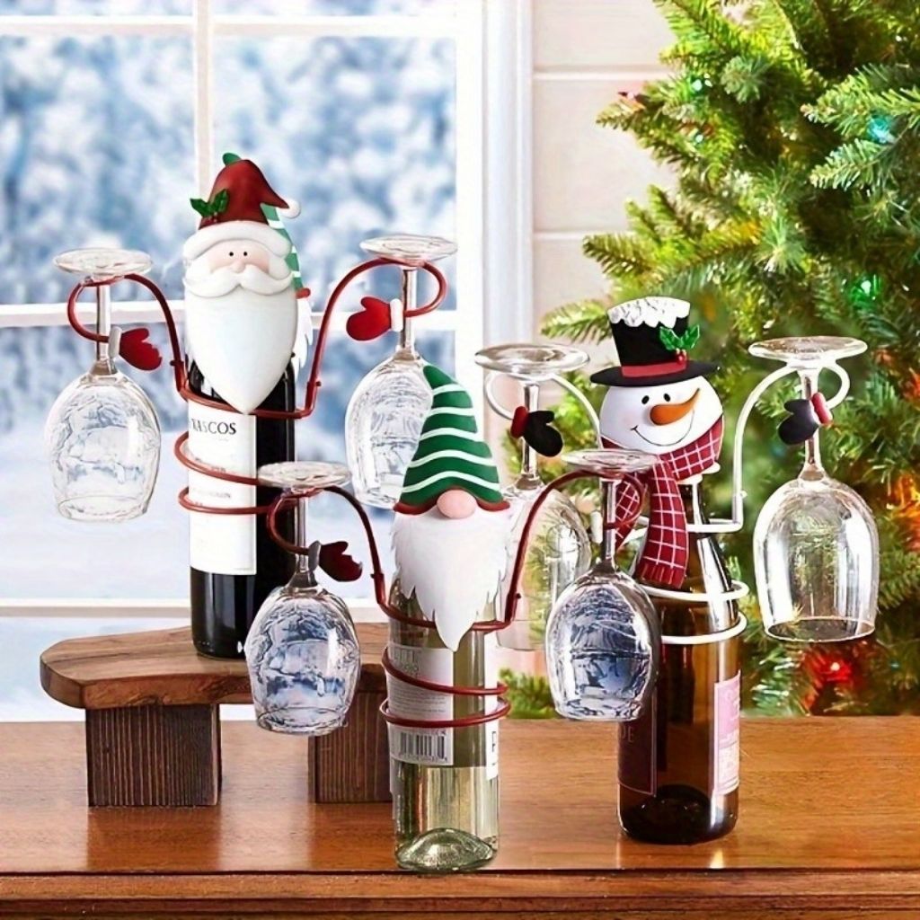 Christmas wine glass craft, holiday tabletop decor