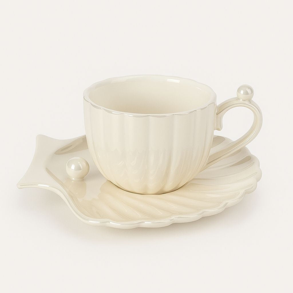 Elegant bone china tea service with pearl finish, ideal for sophisticated home entertaining and dining