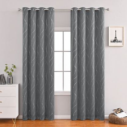 Nordic-inspired blackout panels featuring minimalist wave design, perfect for contemporary living spaces