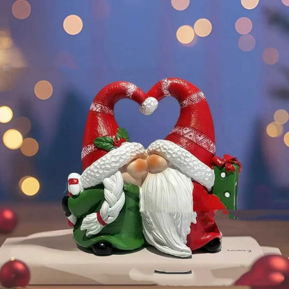 Heart shaped Christmas gnome ornament for desktop and shelf display