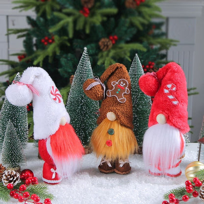 Holiday gnome figurine showing textured hat and soft polyester construction