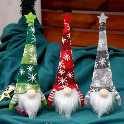 Tabletop gnome decor with hidden jar compartment and festive fabric construction