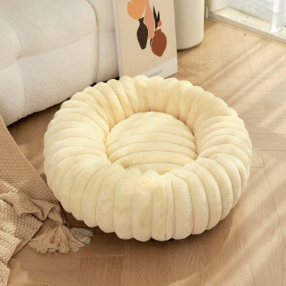 Small round cushioned dog bed for puppies with ultra soft plush filling