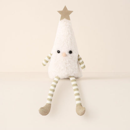 Soft fabric tree figure with yellow star and red white striped legs